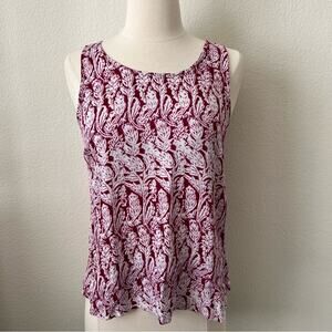 Nordstrom Bobeau tulip fly away back batik print tank top pink white